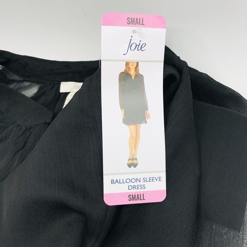 JOIE Balloon Sleeve Dress in Caviar Button Down Shirt Black Dress SIZE Small NEW